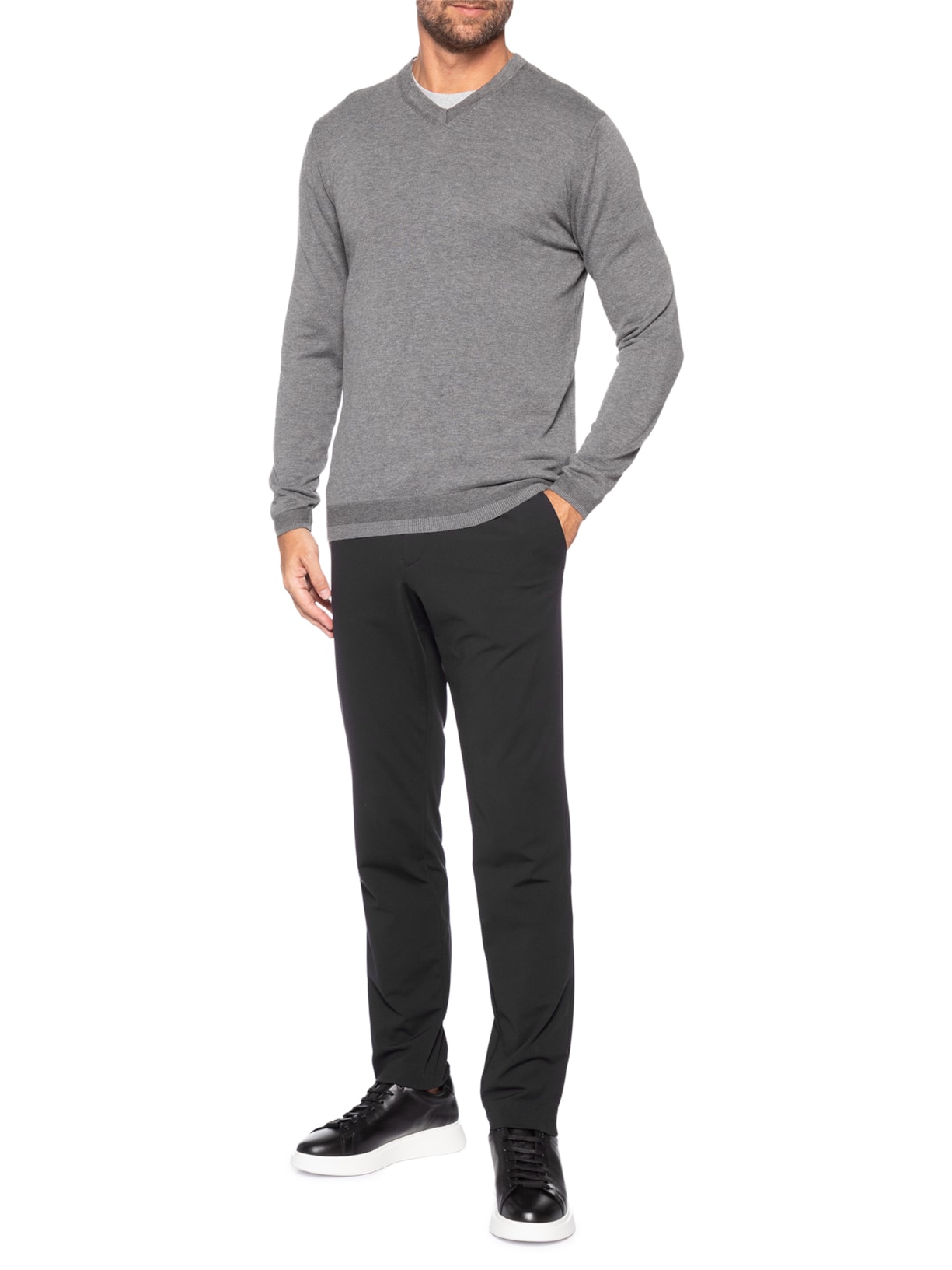 Suéter Masculino em Tricô – Cinza Paramount Alfaiataria