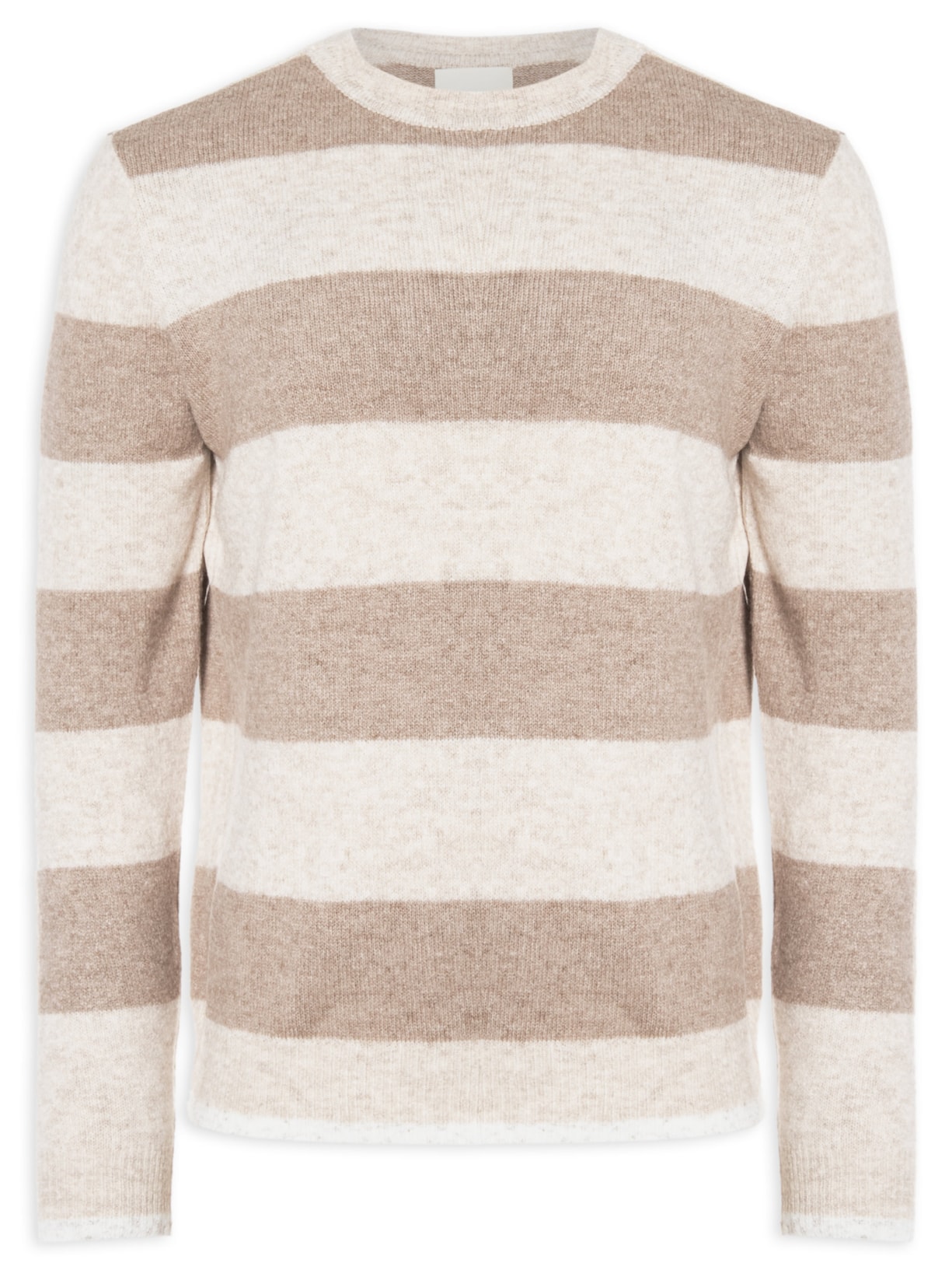 Suéter Masculino Em Tricot Britânia Listras - Bege