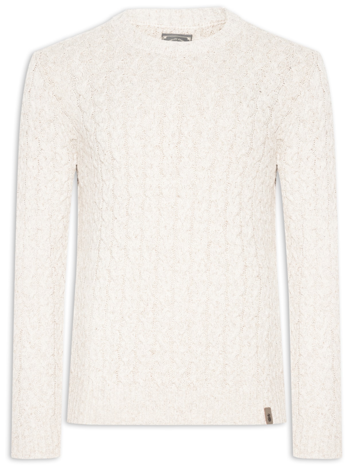 Suéter Masculino Em Tricot Trançado - Bege