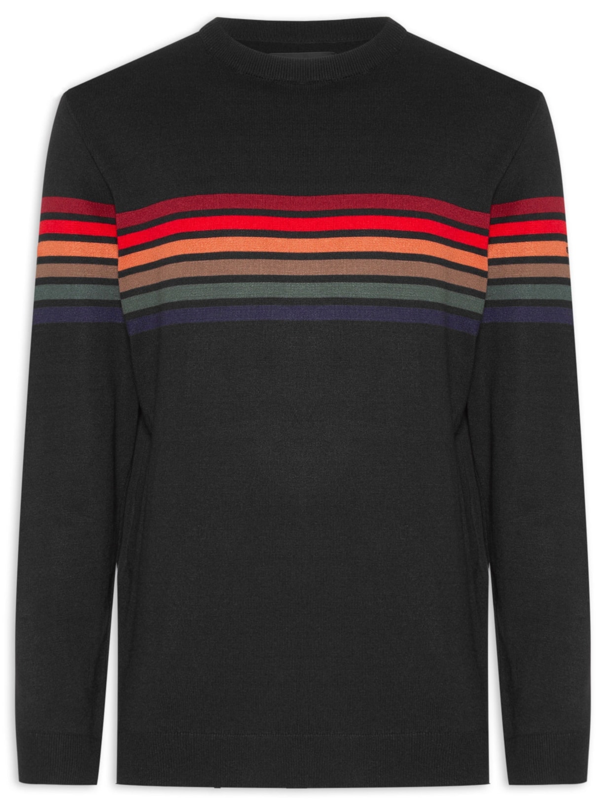 Suéter Masculino Em Tricot Vintage Stripes Preto Osklen