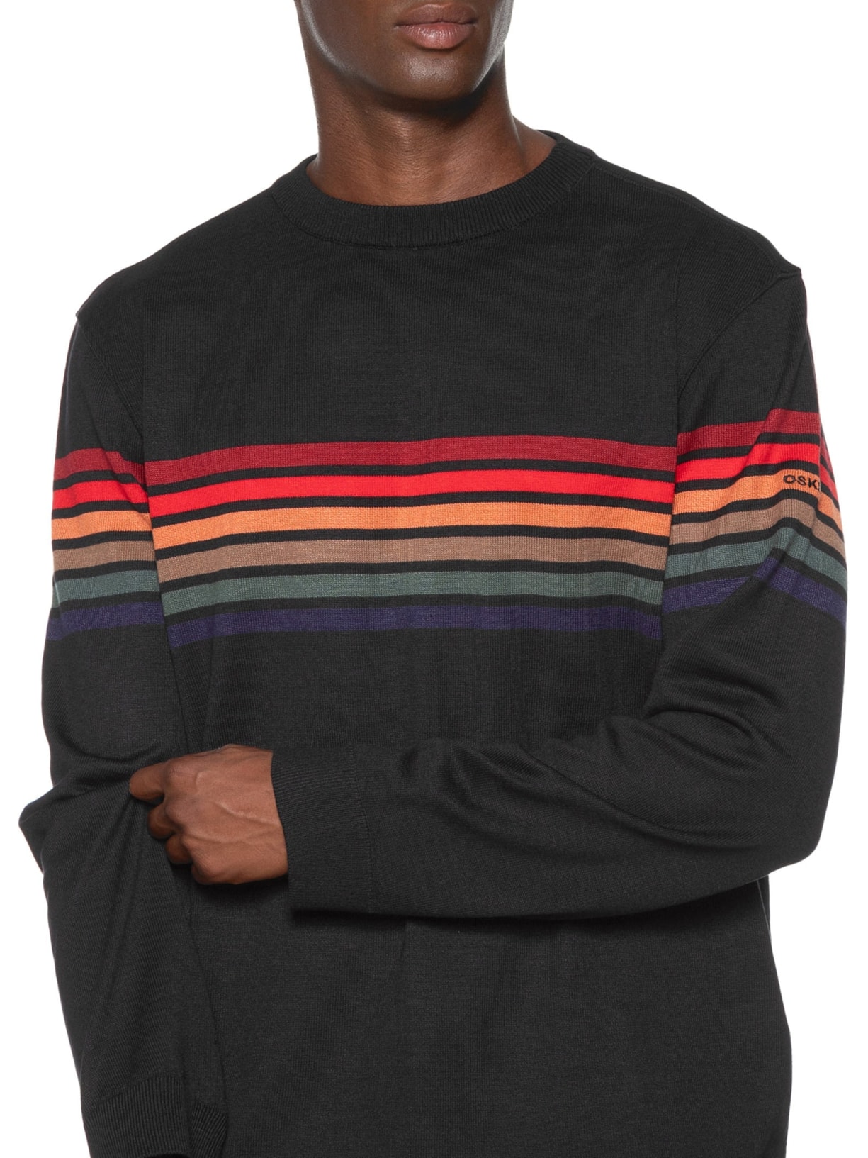 Suéter Masculino Em Tricot Vintage Stripes Preto Osklen