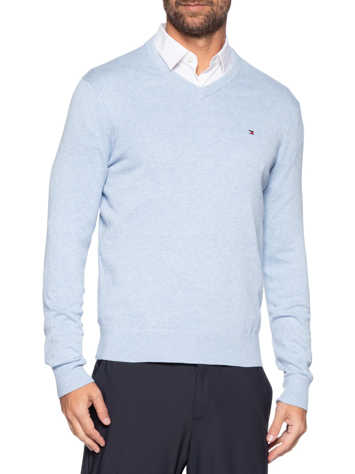 Suéter Masculino Essential Regular Fit V-NK Azul Tommy Hilfiger