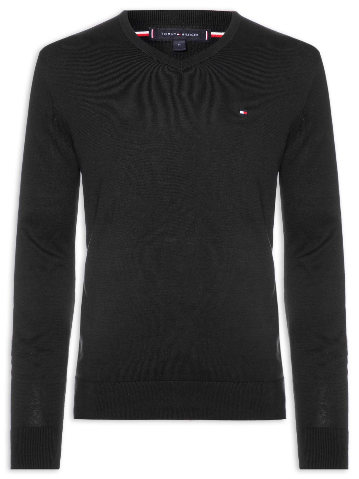 Suéter Masculino Essential Regular Fit V Preto Tommy Hilfiger