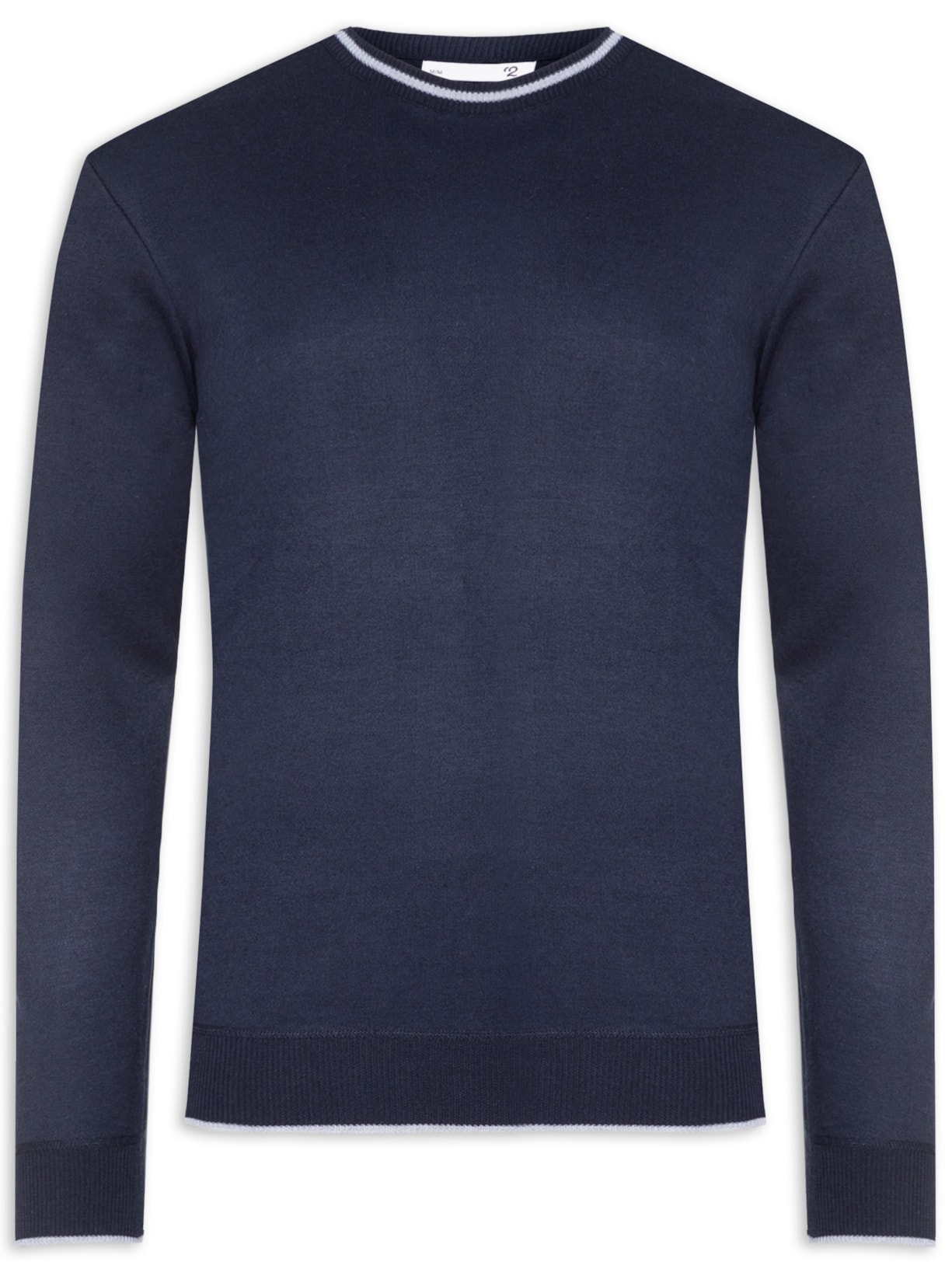 Suéter Masculino Friso Gola E Manga - Azul