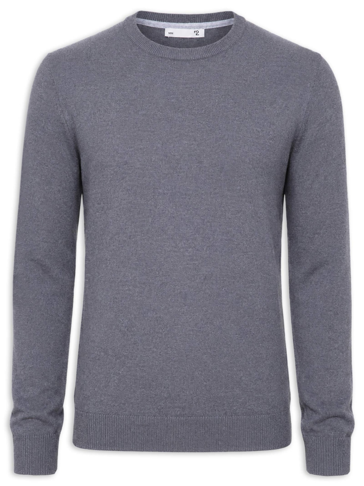 Suéter Masculino Friso Gola Redonda Cinza '2 Essential