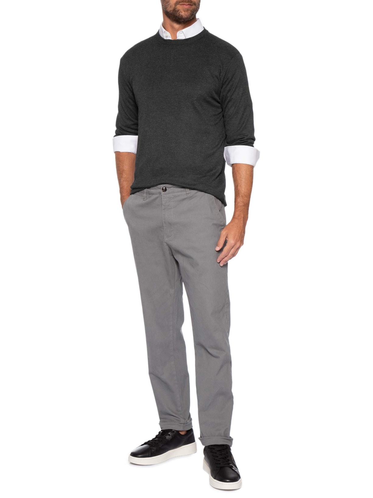Suéter Masculino Friso Gola Redonda Preto '2 Essential