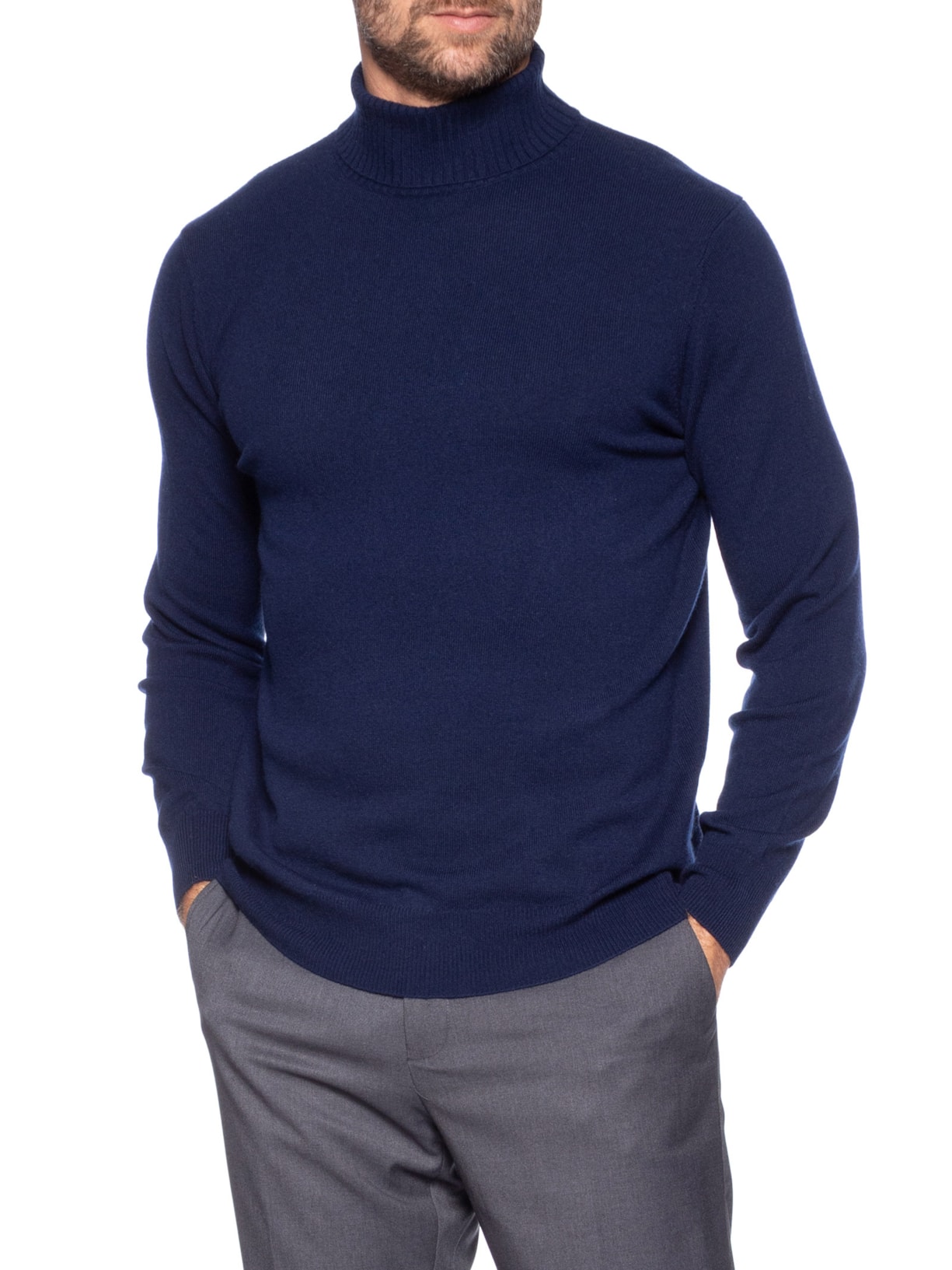 Suéter Masculino Gola Alta Com Blend De Lã E Cashmere Azul '2 Essential