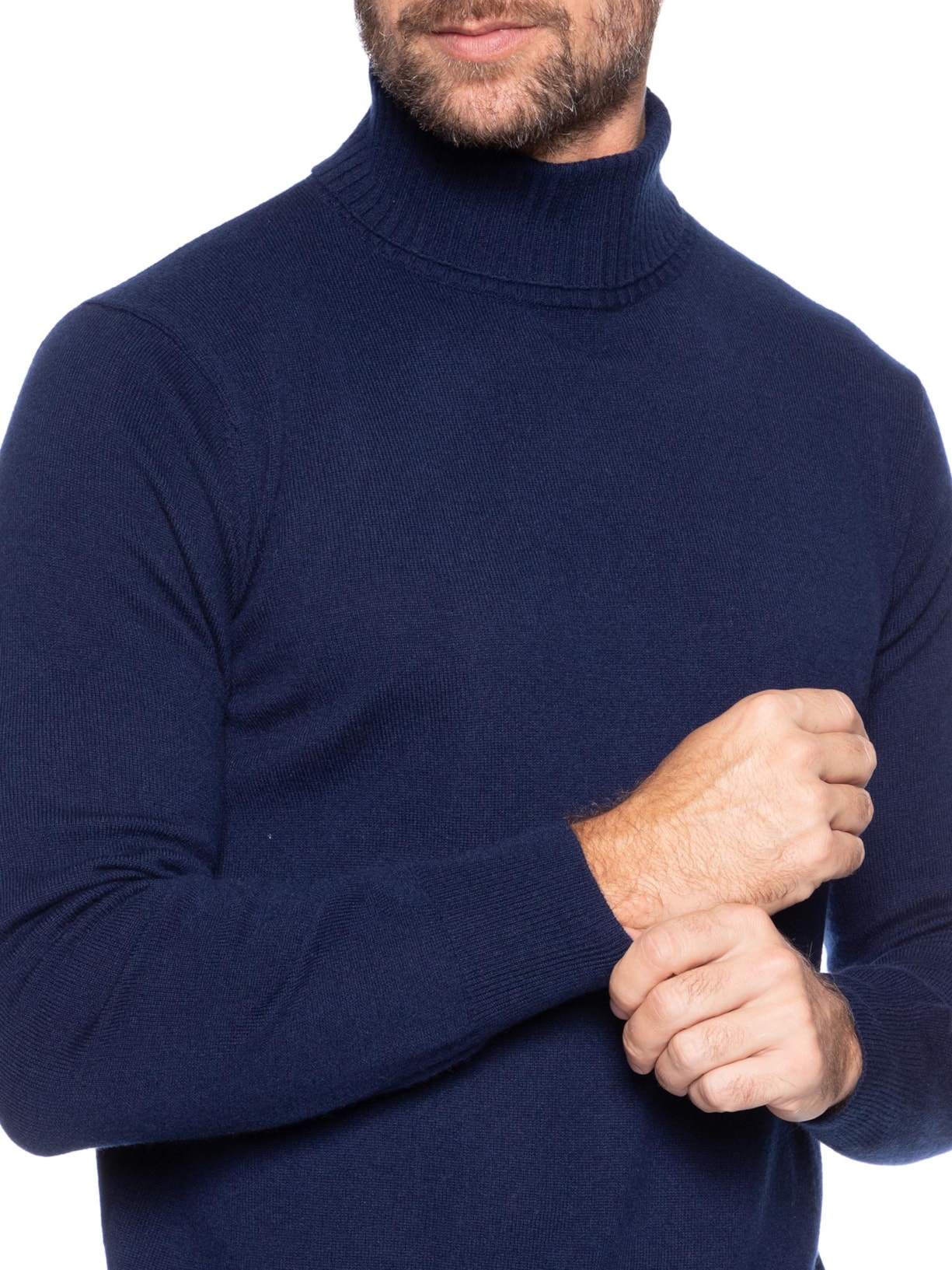 Suéter Masculino Gola Alta Com Blend De Lã E Cashmere Azul '2 Essential