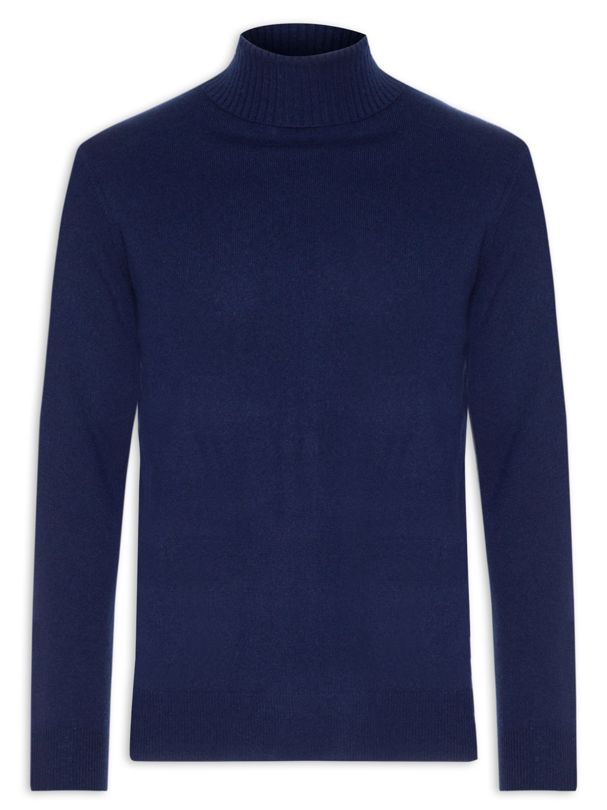 Suéter Masculino Gola Alta Com Blend De Lã E Cashmere - Azul