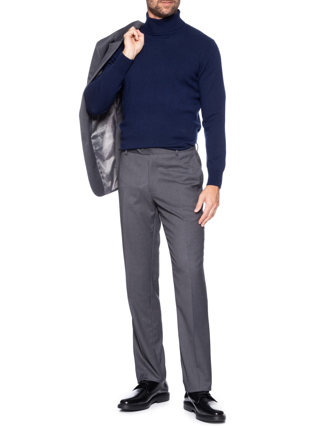 Suéter Masculino Gola Alta Com Blend De Lã E Cashmere Azul '2 Essential