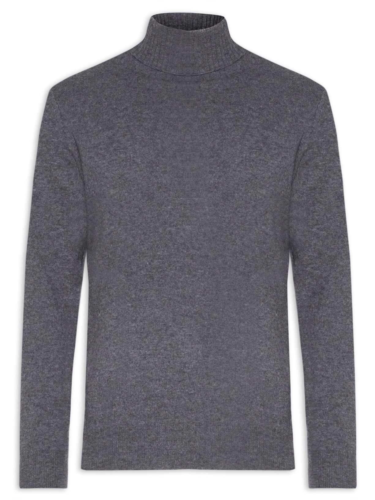 Suéter Masculino Gola Alta Com Blend De Lã E Cashmere - Cinza