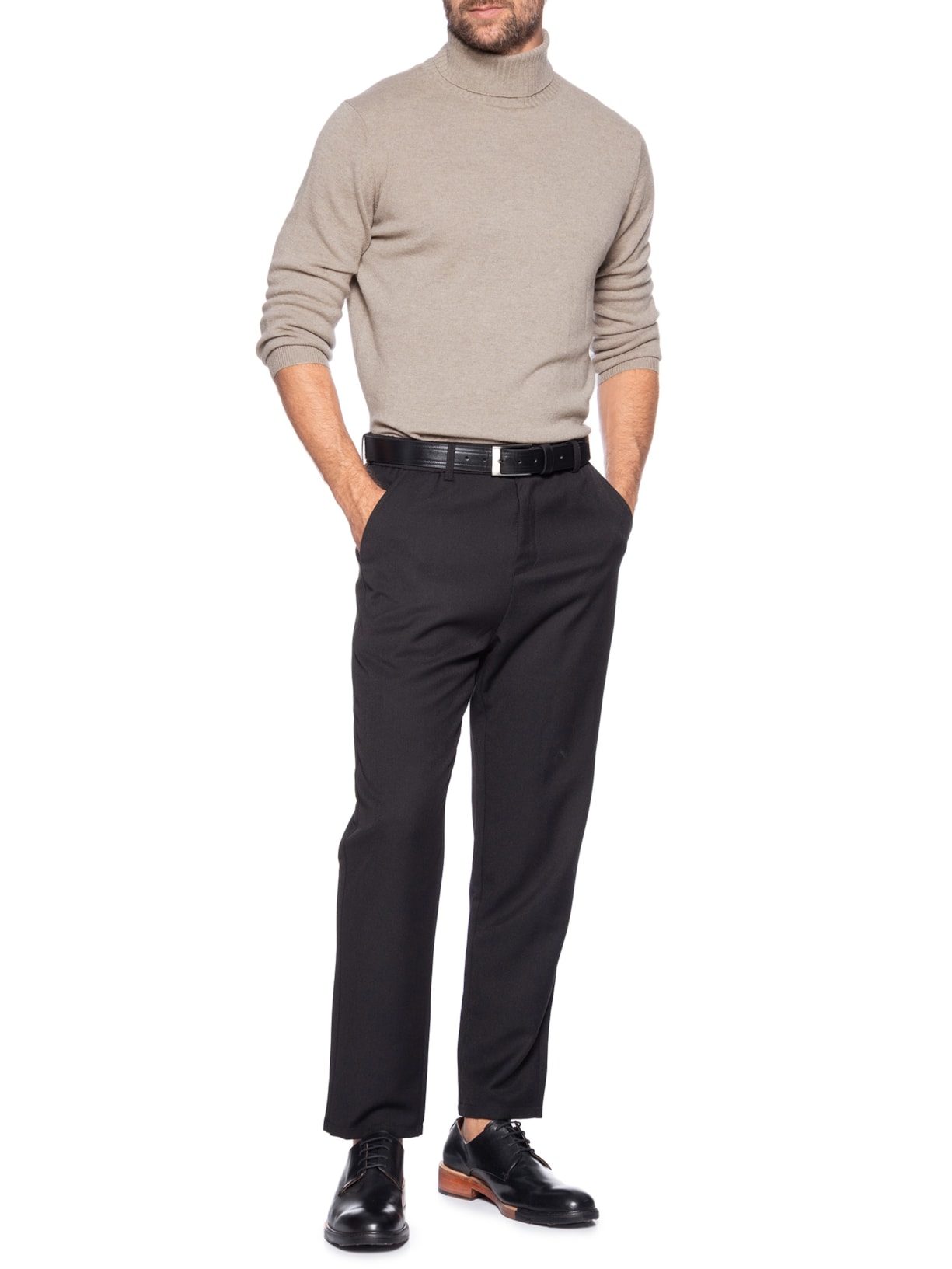 Suéter Masculino Gola Alta Com Blend De Lã E Cashmere Marrom '2 Essential