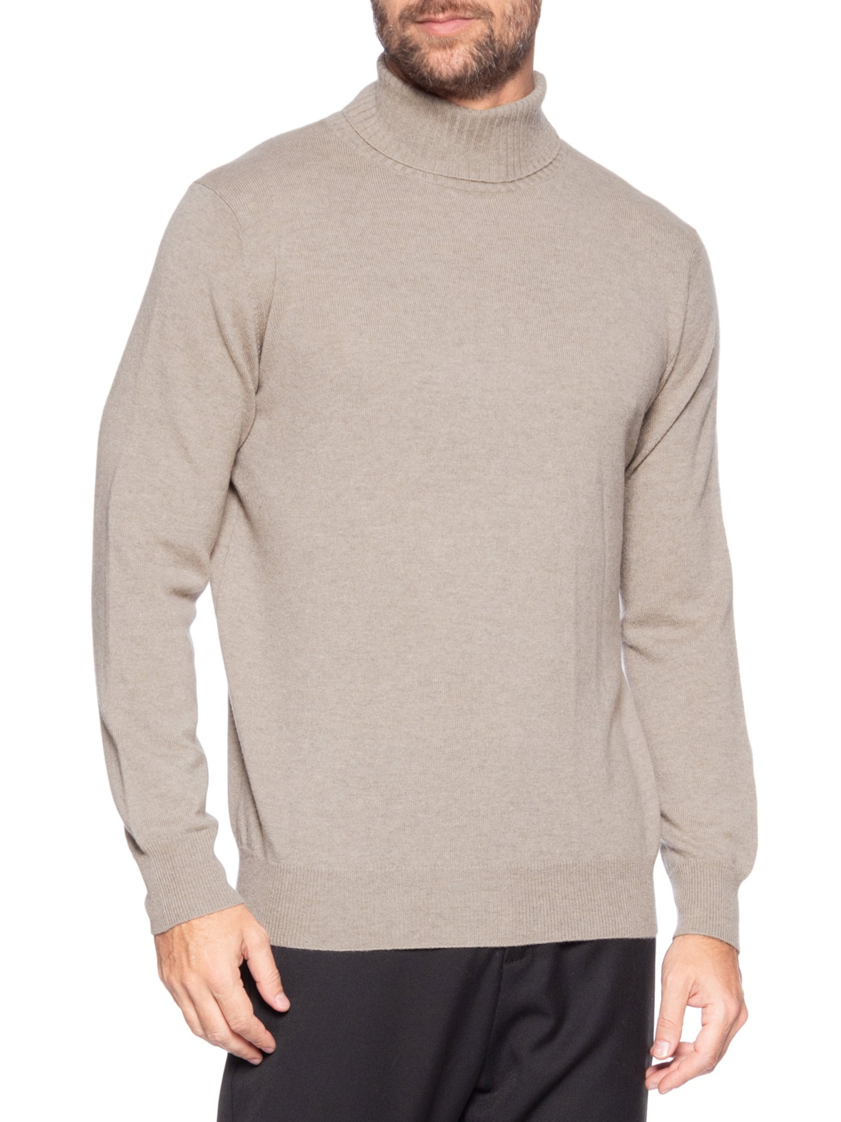 Suéter Masculino Gola Alta Com Blend De Lã E Cashmere Marrom '2 Essential