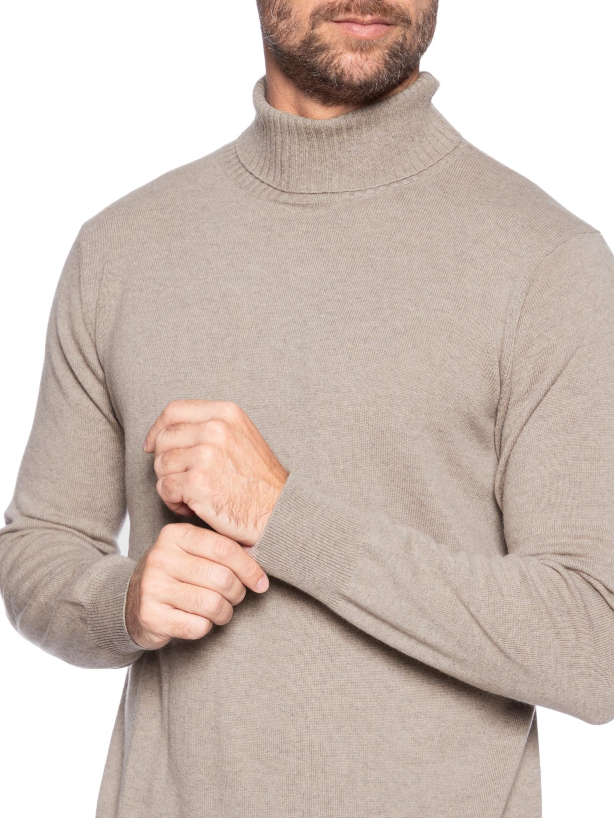 Suéter Masculino Gola Alta Com Blend De Lã E Cashmere Marrom '2 Essential