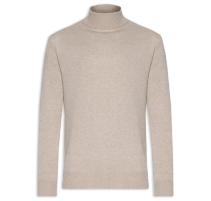 Suéter Masculino Gola Alta Com Blend De Lã E Cashmere - Marrom