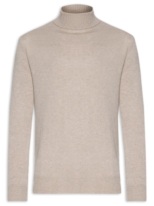 Suéter Masculino Gola Alta Com Blend De Lã E Cashmere - Marrom