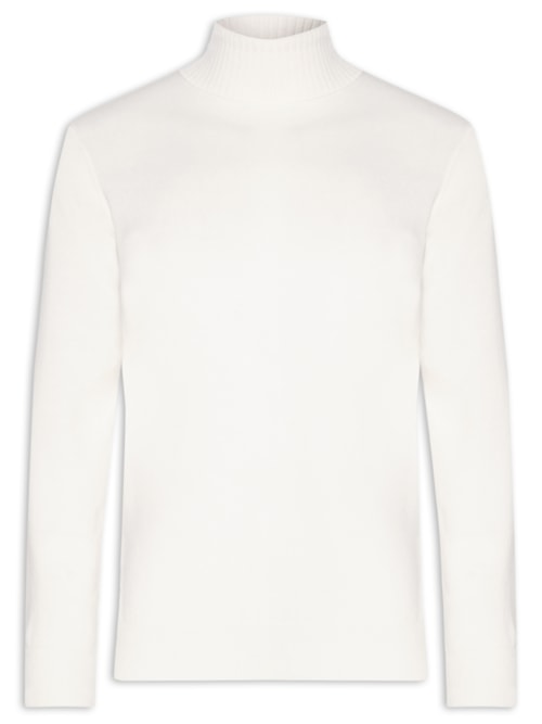 Suéter Masculino Gola Alta Com Blend De Lã E Cashmere - Off White