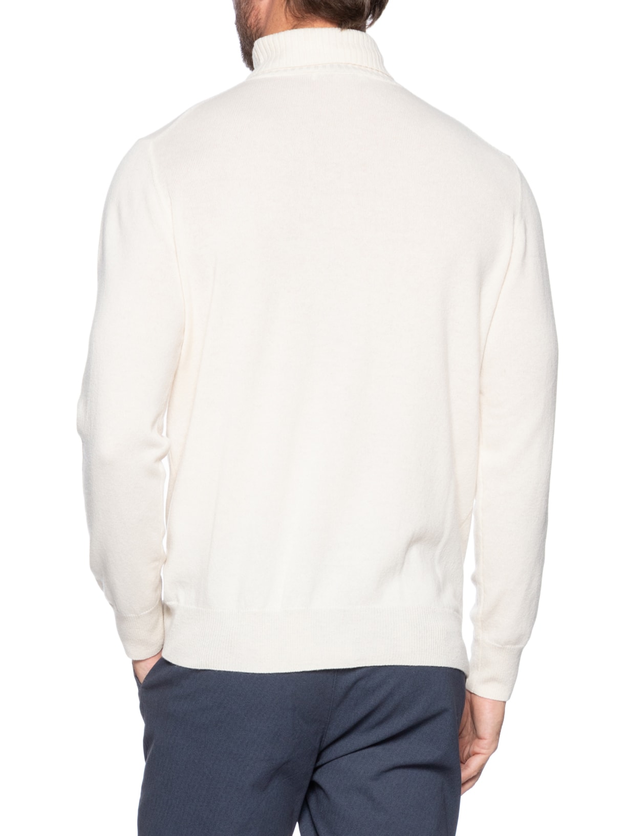 Suéter Masculino Gola Alta Com Blend De Lã E Cashmere Off White '2 Essential