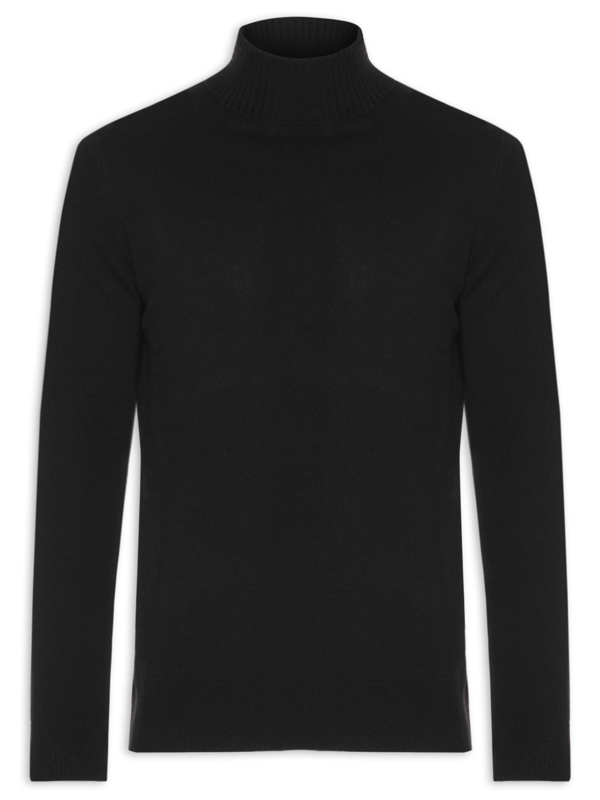 Suéter Masculino Gola Alta Com Blend De Lã E Cashmere Preto  '2 Essential