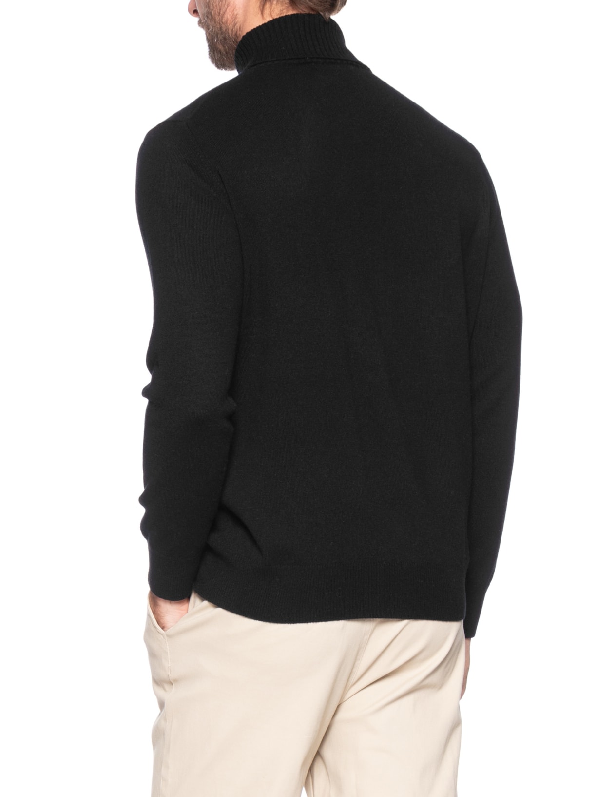 Suéter Masculino Gola Alta Com Blend De Lã E Cashmere Preto  '2 Essential