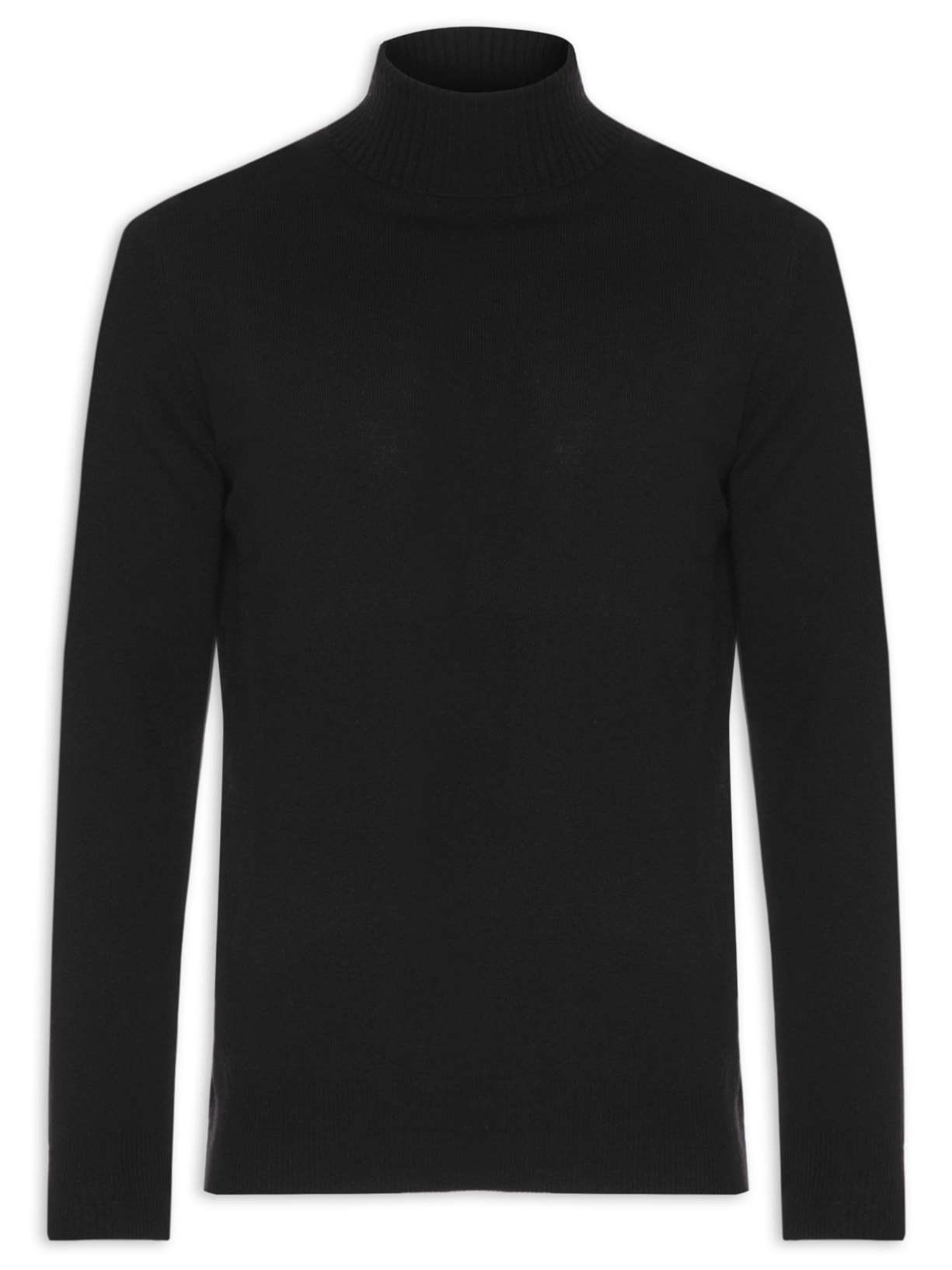 Suéter Masculino Gola Alta Com Blend De Lã E Cashmere - Preto