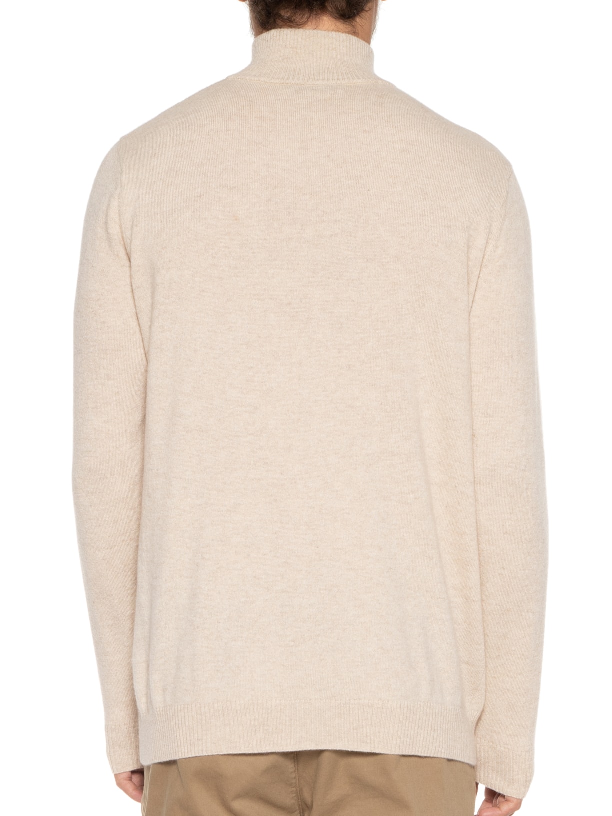 Suéter Masculino Gola Alta Com Meio Zíper Puro Cashmere Bege '2 Essential