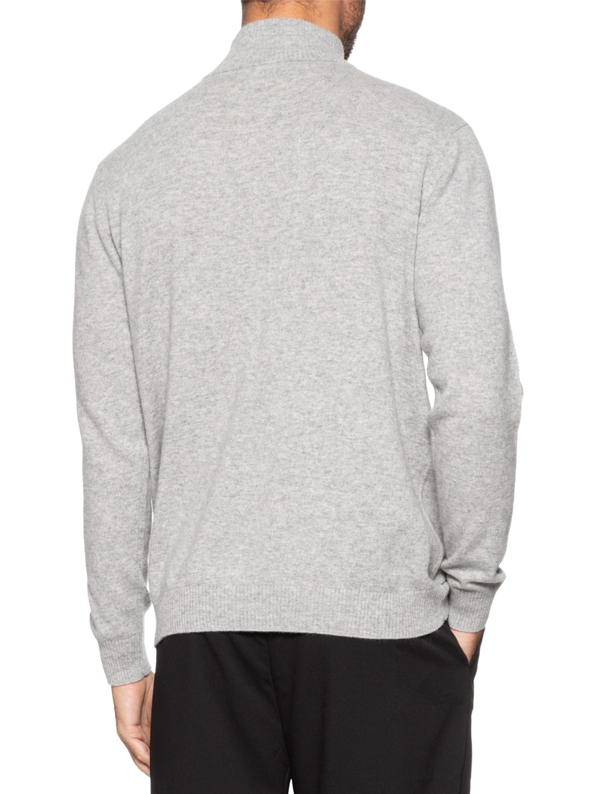 Suéter Masculino Gola Alta Com Meio Zíper Puro Cashmere Cinza '2 Essential