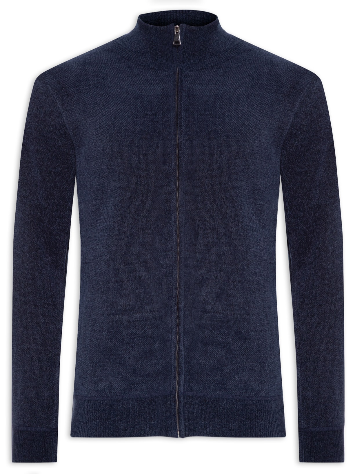 Suéter Masculino Gola Alta Com Zíper - Azul