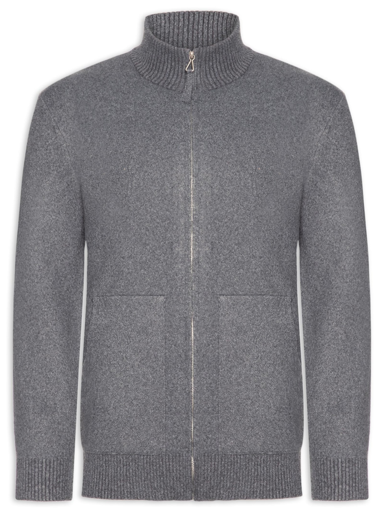 Suéter Masculino Gola Alta Com Zíper Cinza '2 Essential