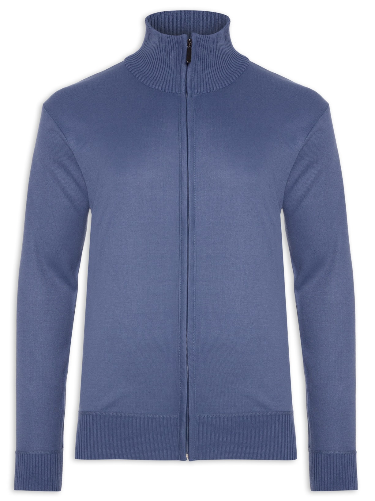 Suéter Masculino Gola Alta De Zíper - Azul