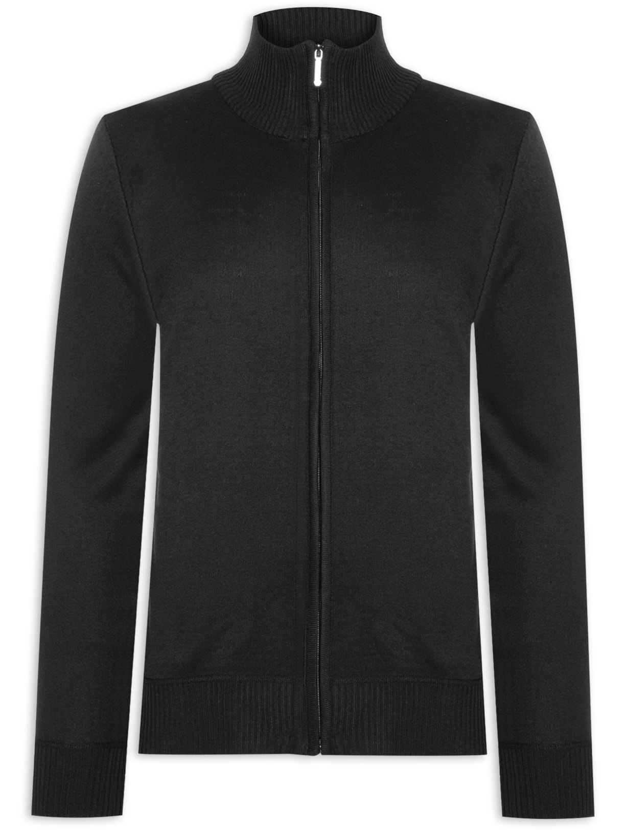 Suéter Masculino Gola Alta De Zíper - Preto