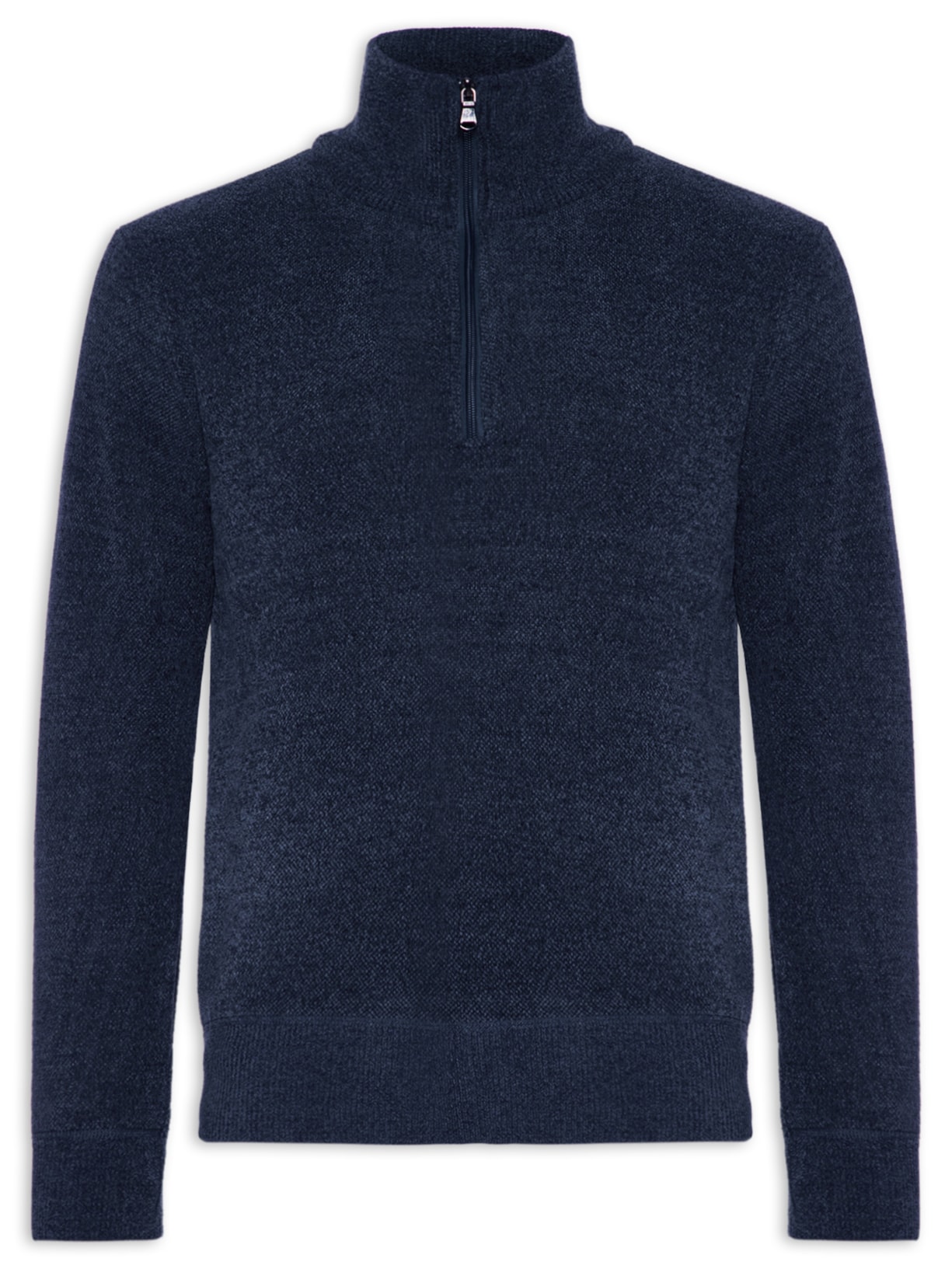 Suéter Masculino Gola Alta Meio Zíper - Azul