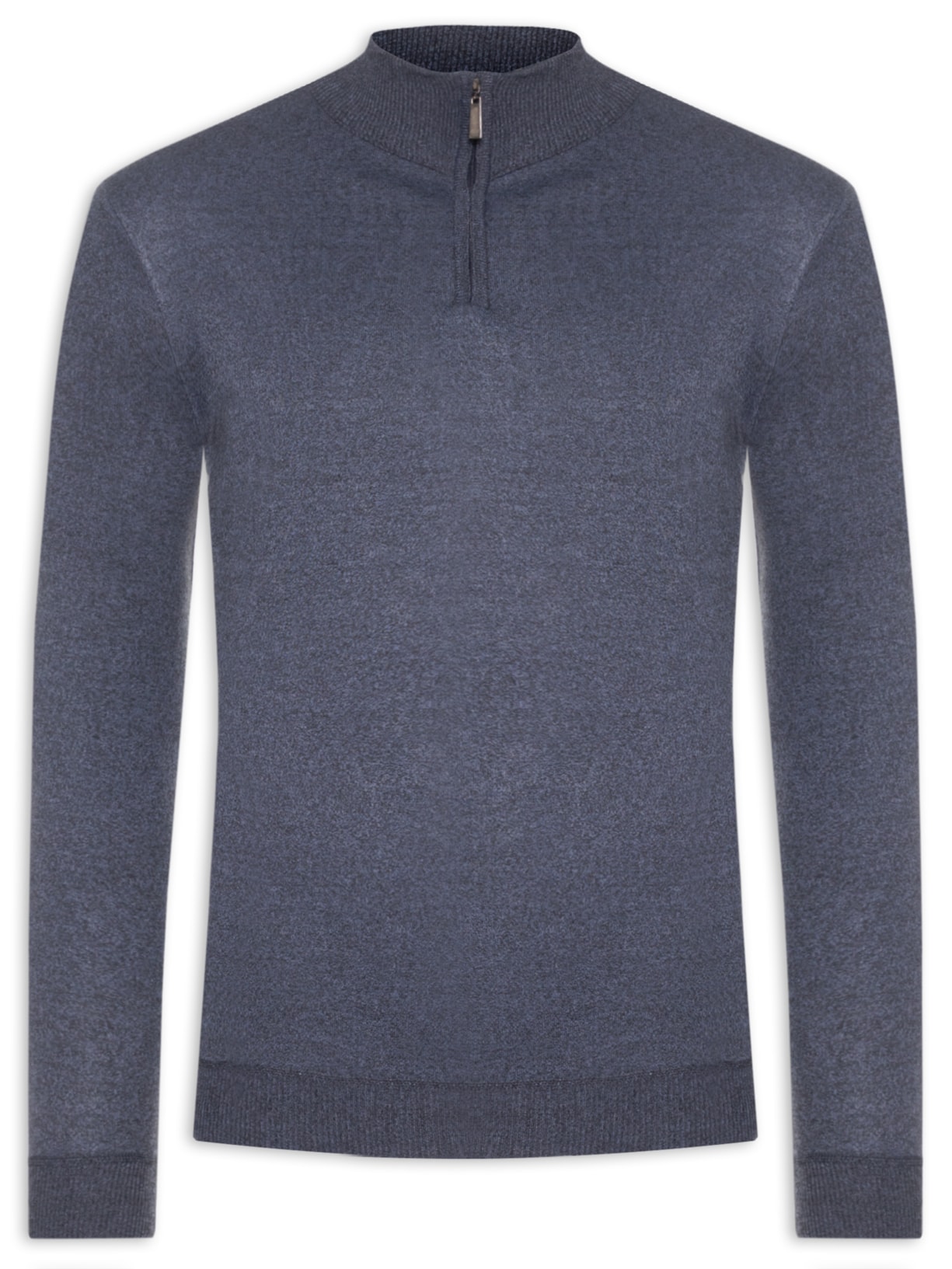 Suéter Masculino Gola Alta Meio Zíper - Azul