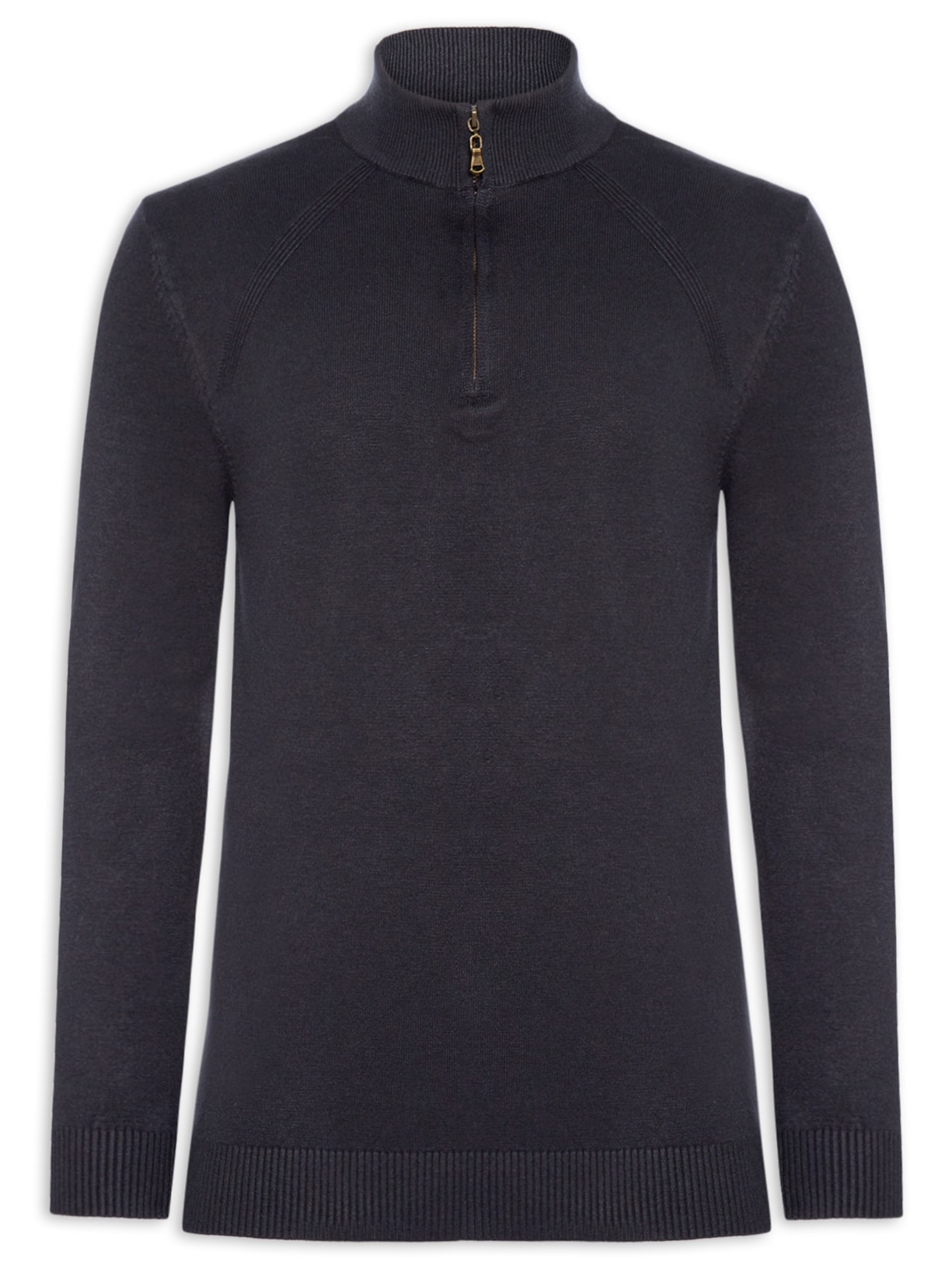 Suéter Masculino Gola Alta Meio Zíper Azul '2 Essential