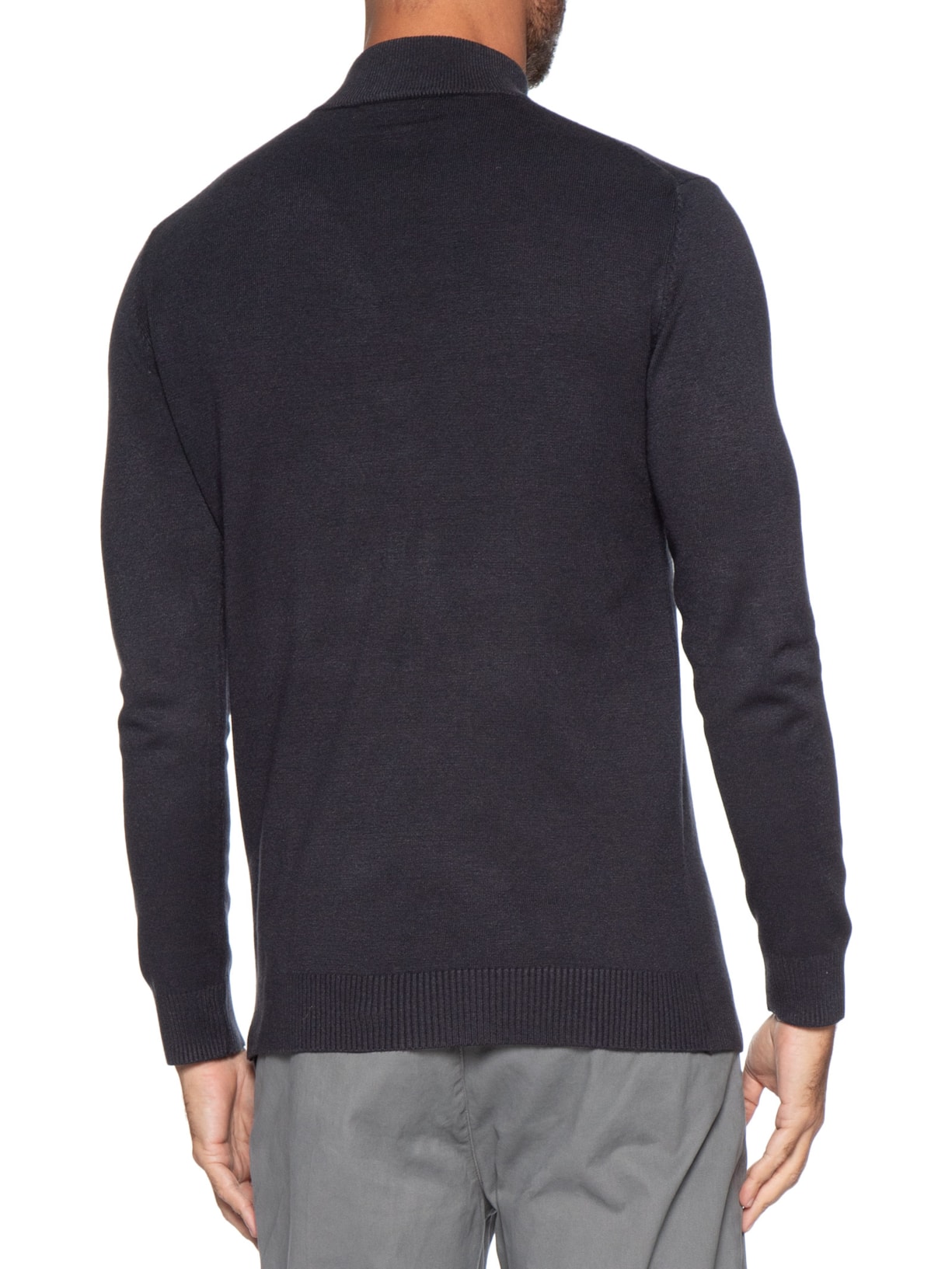 Suéter Masculino Gola Alta Meio Zíper Azul '2 Essential