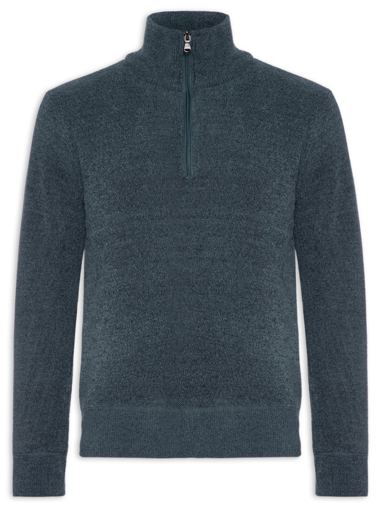 Suéter Masculino Gola Alta Meio Zíper - Cinza