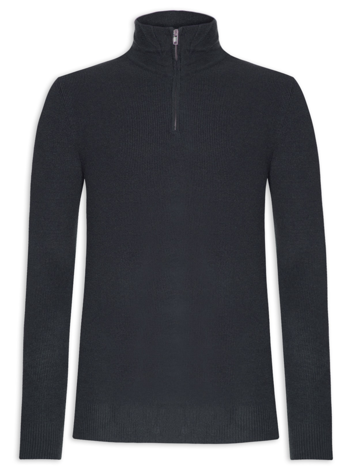 Suéter Masculino Gola Alta Meio Zíper - Cinza