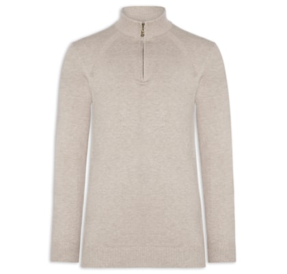 Suéter Masculino Gola Alta Meio Zíper - Cinza