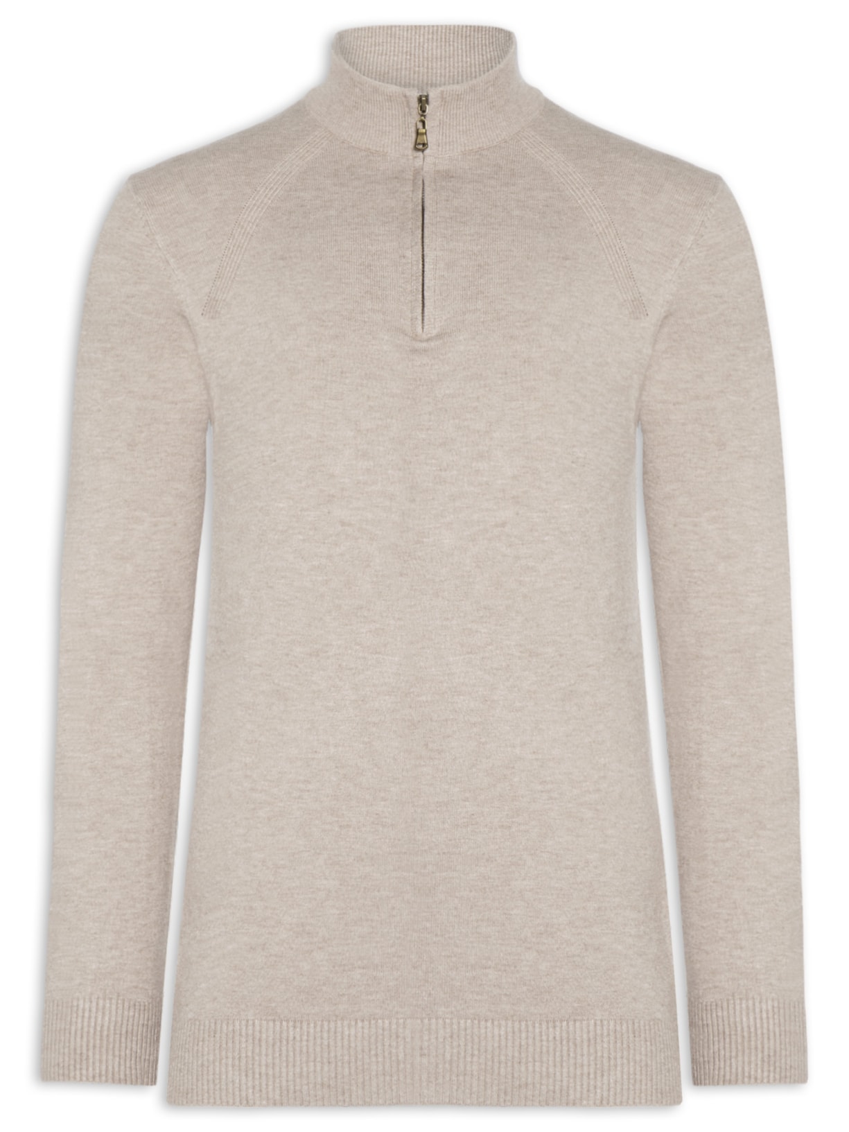 Suéter Masculino Gola Alta Meio Zíper - Cinza