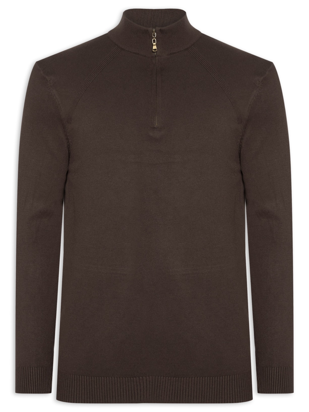 Suéter Masculino Gola Alta Meio Zíper Marrom '2 Essential