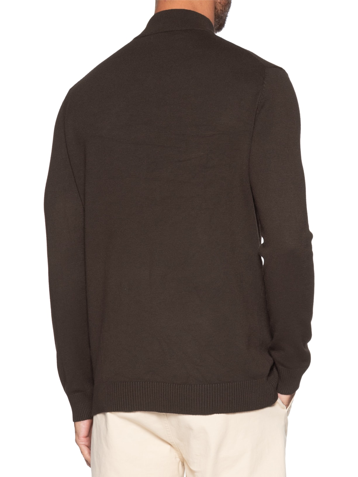 Suéter Masculino Gola Alta Meio Zíper Marrom '2 Essential