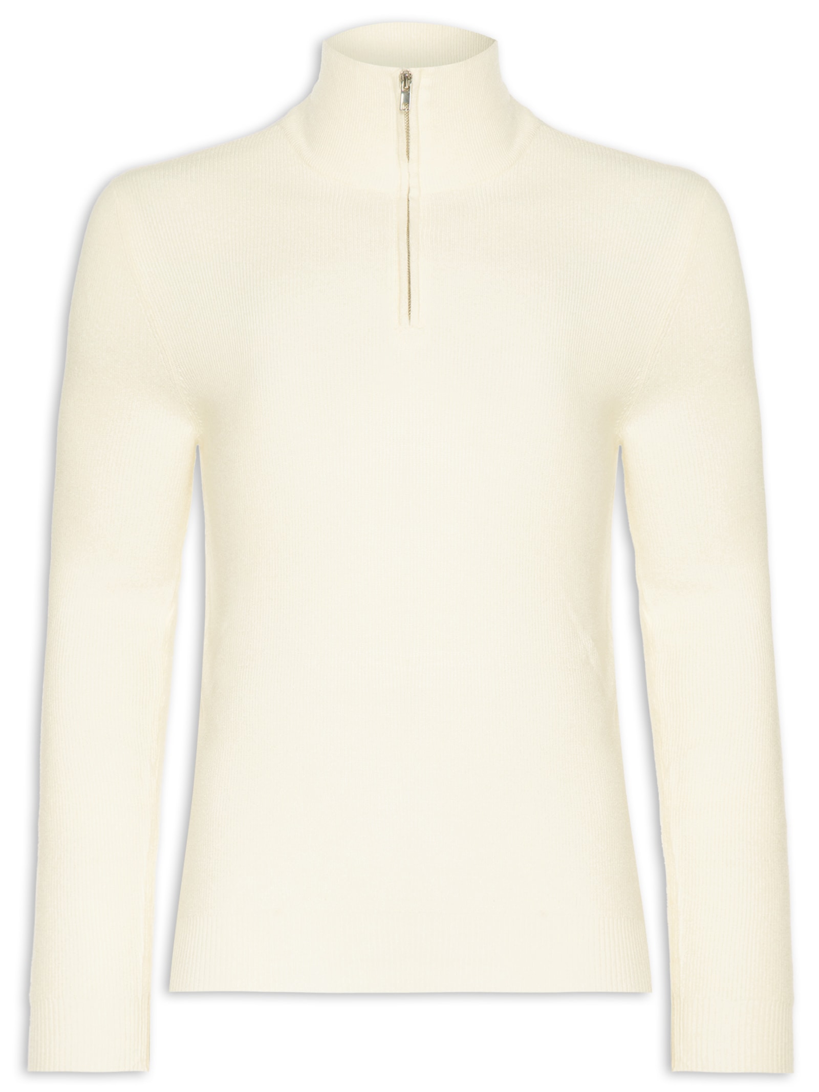 2 Essential - Suéter Masculino Gola Alta Meio Zíper - Off White
