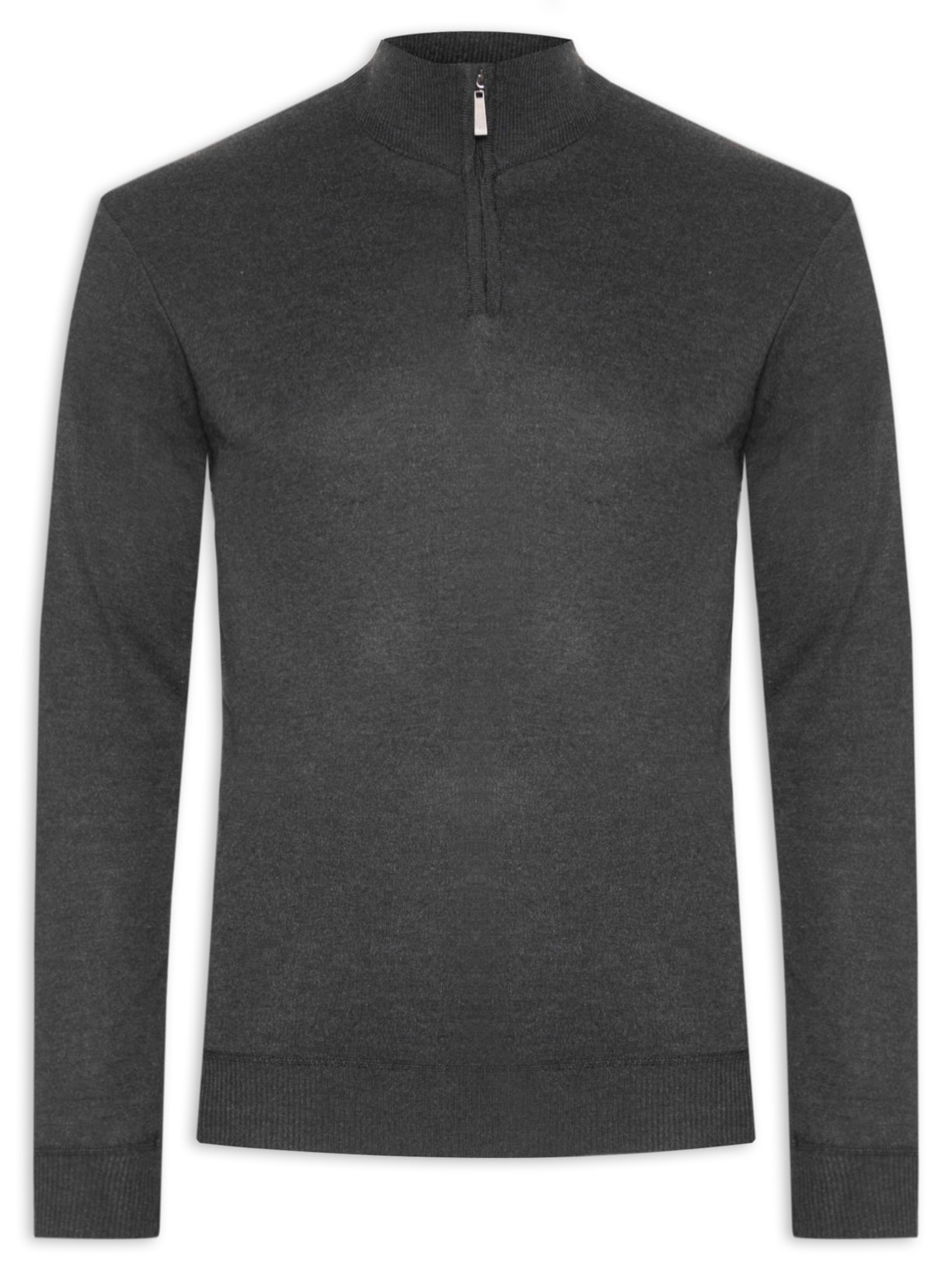 Suéter Masculino Gola Alta Meio Zíper - Preto