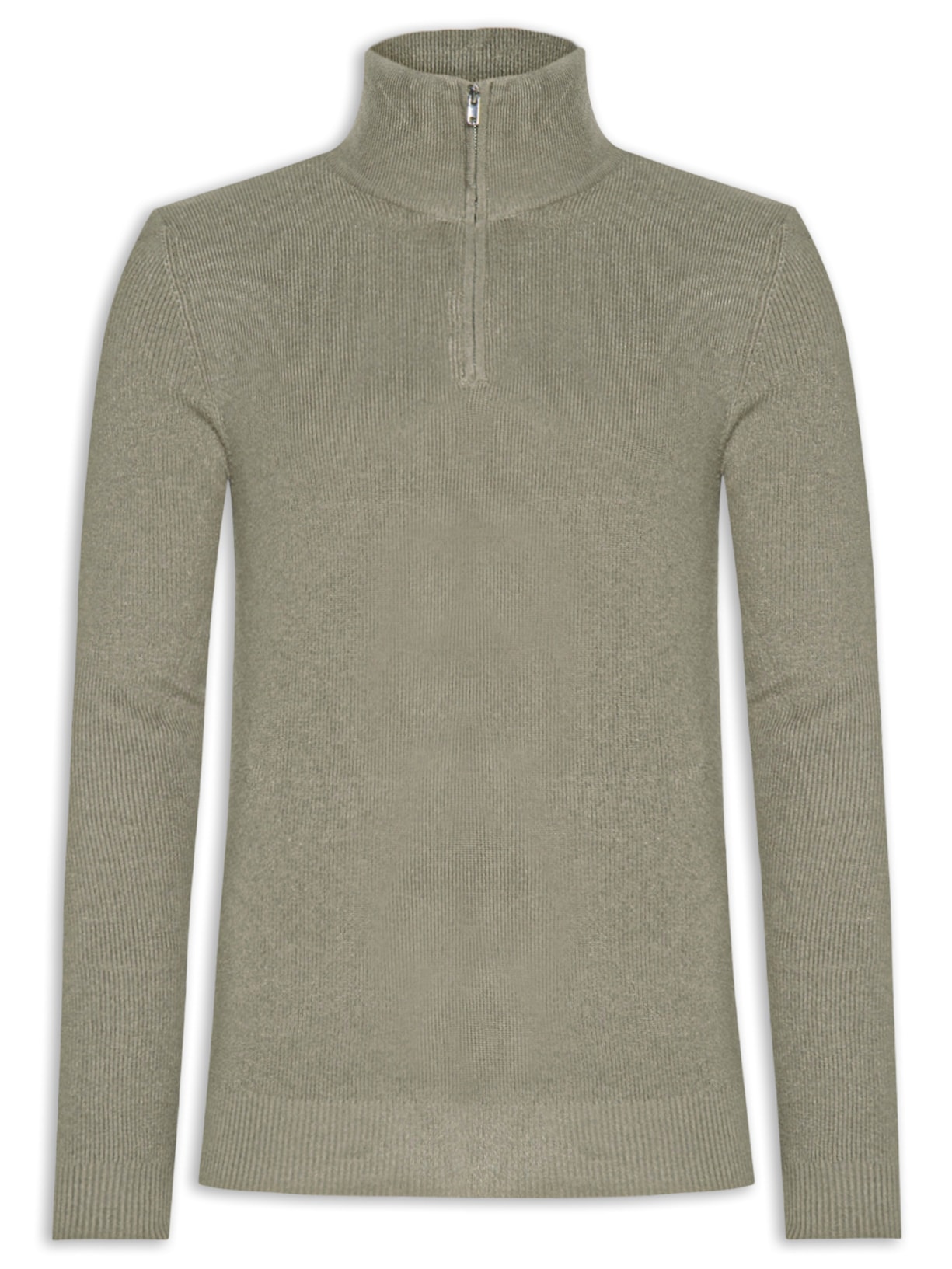 Suéter Masculino Gola Alta Meio Zíper - Verde