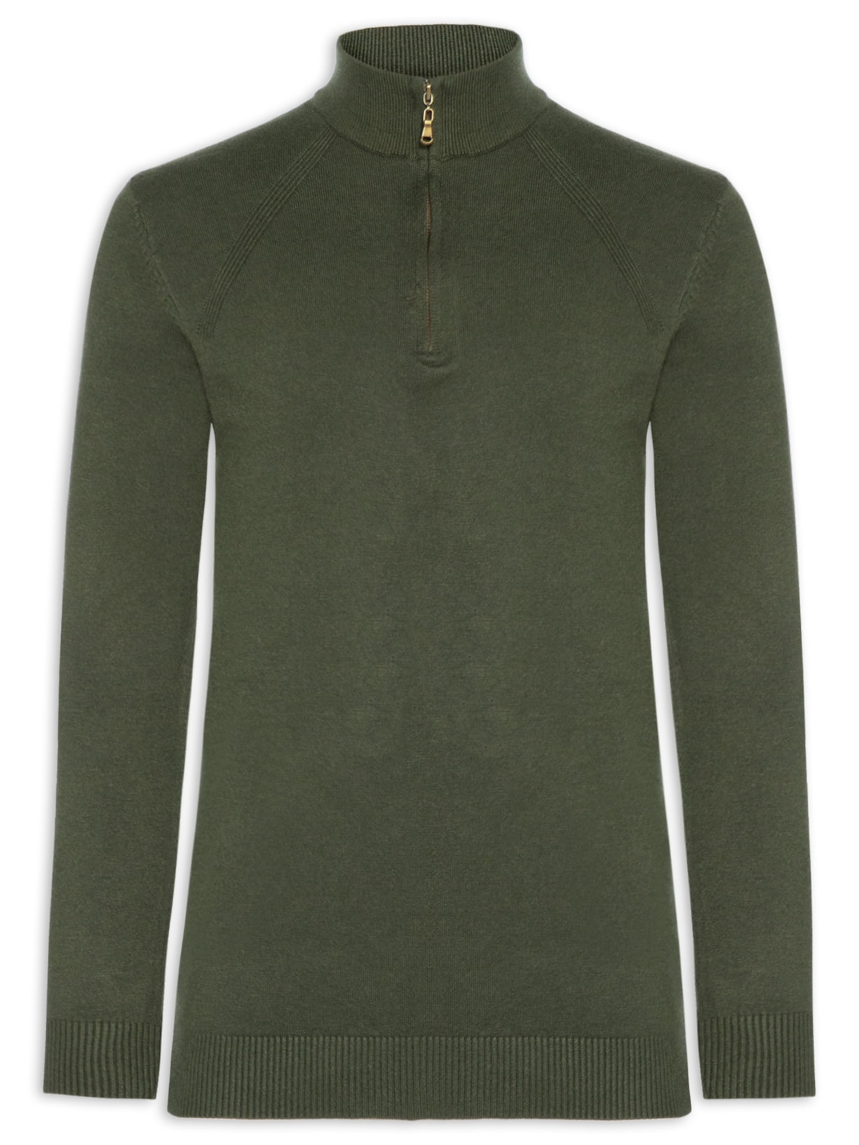 Suéter Masculino Gola Alta Meio Zíper - Verde