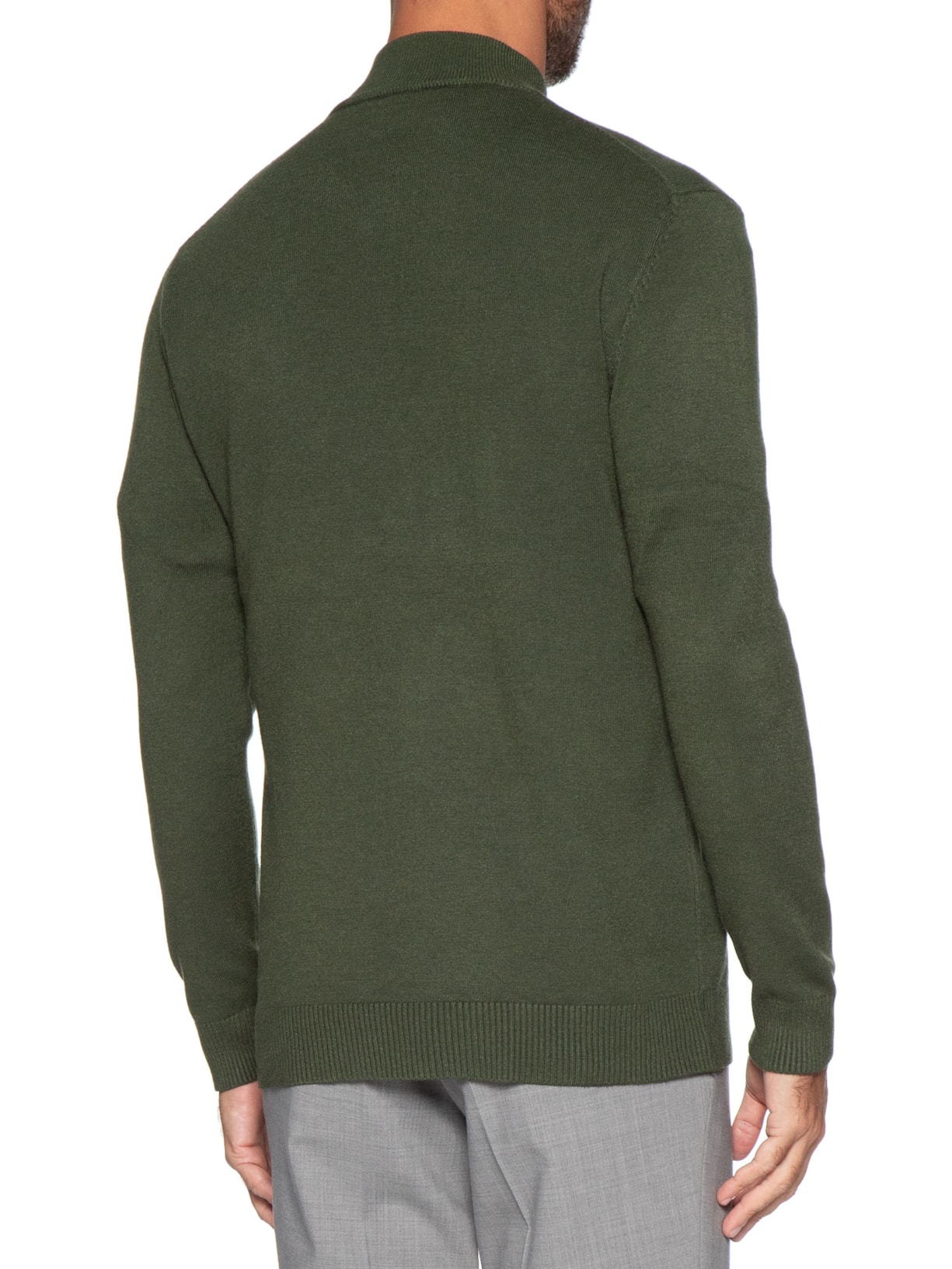 Suéter Masculino Gola Alta Meio Zíper Verde '2 Essential