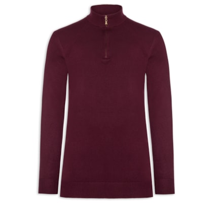 Suéter Masculino Gola Alta Meio Zíper - Vermelho