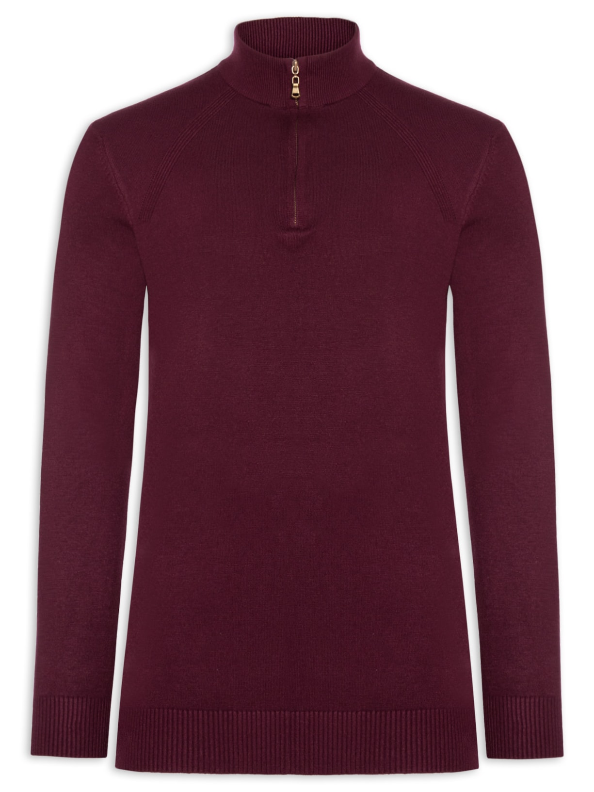 Suéter Masculino Gola Alta Meio Zíper - Vermelho