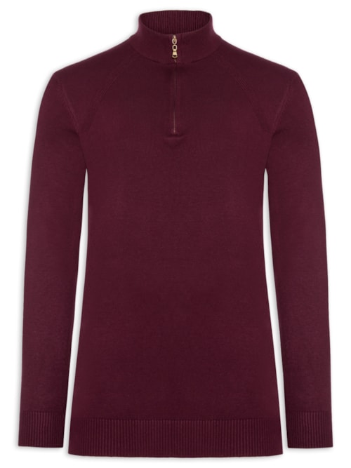 Suéter Masculino Gola Alta Meio Zíper - Vermelho