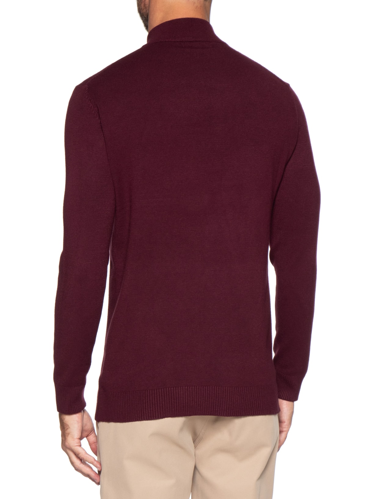 Suéter Masculino Gola Alta Meio Zíper Vermelho '2 Essential